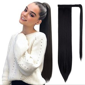 28 Inch Ponytail Extension Wrap Around Ponytail Long Straight Hair Extensions